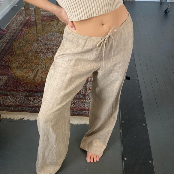 Gorgeous lightweight fan colour 100% linen pants size XL - Picture 3 of 6